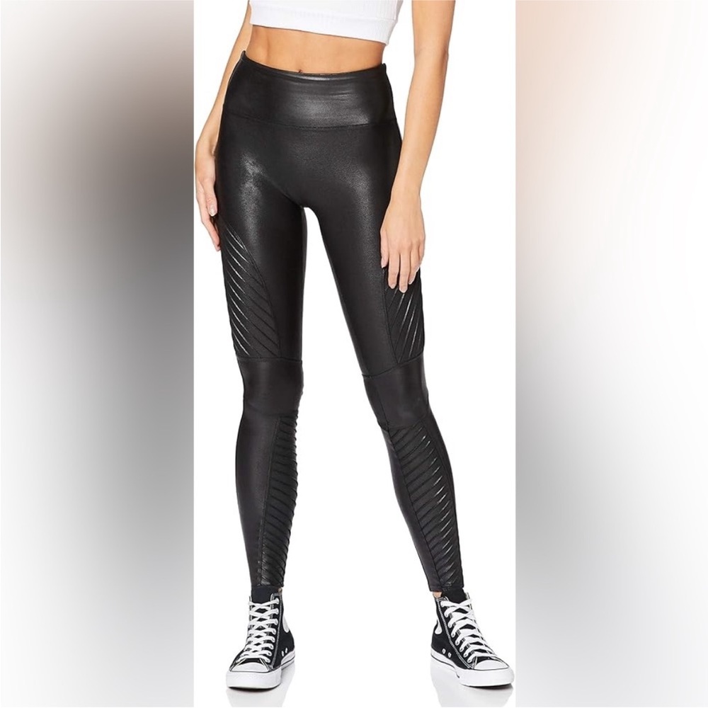 Spanx Faux Leather Moto Leggings EUC